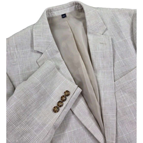 J Crew Linen Thompson Blazer Mens 42R Plaid Suit Sport Coat - Picture 1 of 11